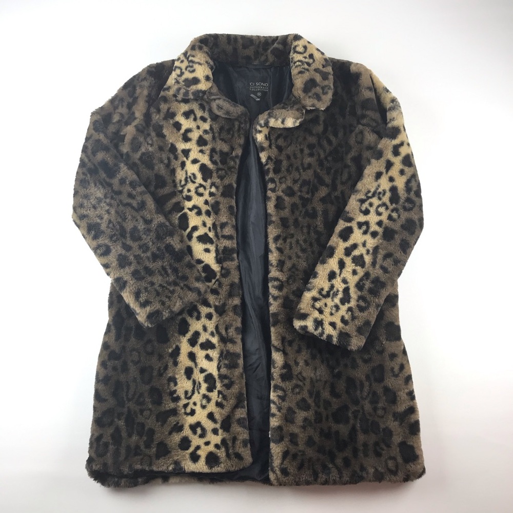CI SONO Outwear Womens Faux Fur Leopard Coat M/M